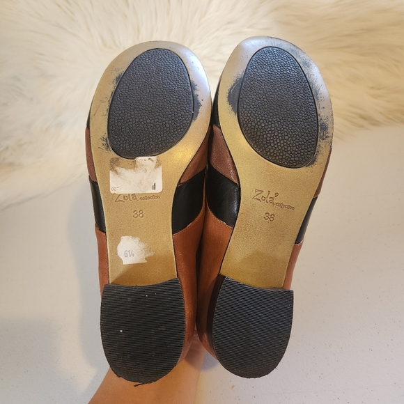 Vintage 90s Leather Patchwork Mary Jane Loafers Shoes Womens Size 38 7 1990s - Picture 7 of 7